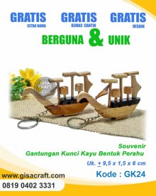 Souvenir Gantungan Kunci Kayu Bentuk Perahu GK24