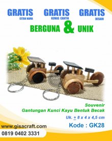 Souvenir Gantungan Kunci Kayu Bentuk Becak GK28