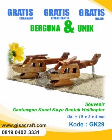 Souvenir Gantungan Kunci Kayu Bentuk Helikopter GK29