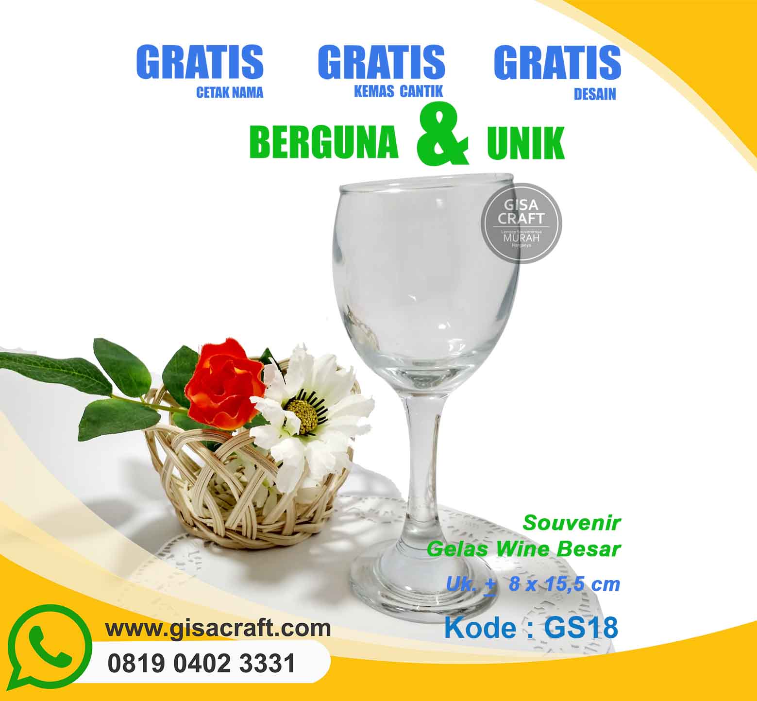 Souvenir Gelas Wine Besar GS18 Souvenir Gelas Wine Besar GS18