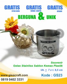 Souvenir Gelas Stainliss Sablon Kemas Plastik GS23