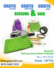 Souvenir Kantung Serut Katun Polkadot DPT53