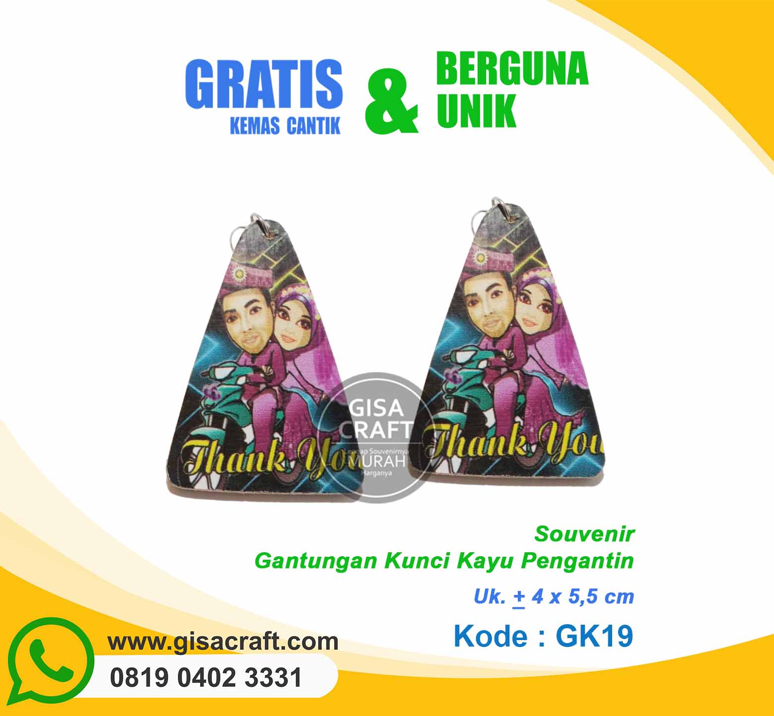Souvenir Gantungan Kunci Kayu Pengantin GK19 Souvenir Gantungan Kunci Kayu Pengantin GK19