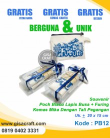 Souvenir Pouch Blacu Lapis Busa + Furing Kemas Mika Dengan Tali Pegangan PB12
