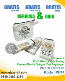 Souvenir Pouch Blacu Lapis Furing Kemas Plastik Dengan Tali Pegangan PB14