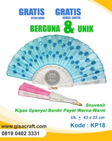 Souvenir Kipas Spanyol Bordir Payet Warna-Warni KP18