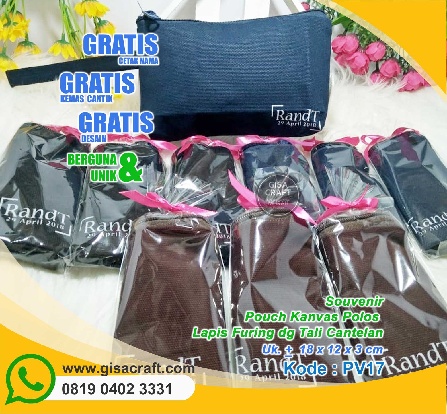 Souvenir Pouch Kanvas Polos Lapis Furing Dengan Tali Cantelan PV17 Souvenir Pouch Kanvas Polos Lapis Furing Dengan Tali Cantelan PV17