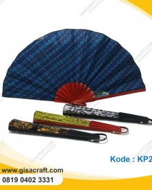 Souvenir Kipas Batik Besar Gagang Warna KP24