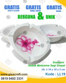 Souvenir Asbak Melamine Segi Empat LL19