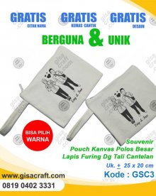 Souvenir Pocuh Kanvas Polos Besar Lapis Furing Dg Tali Cantelan GSC3