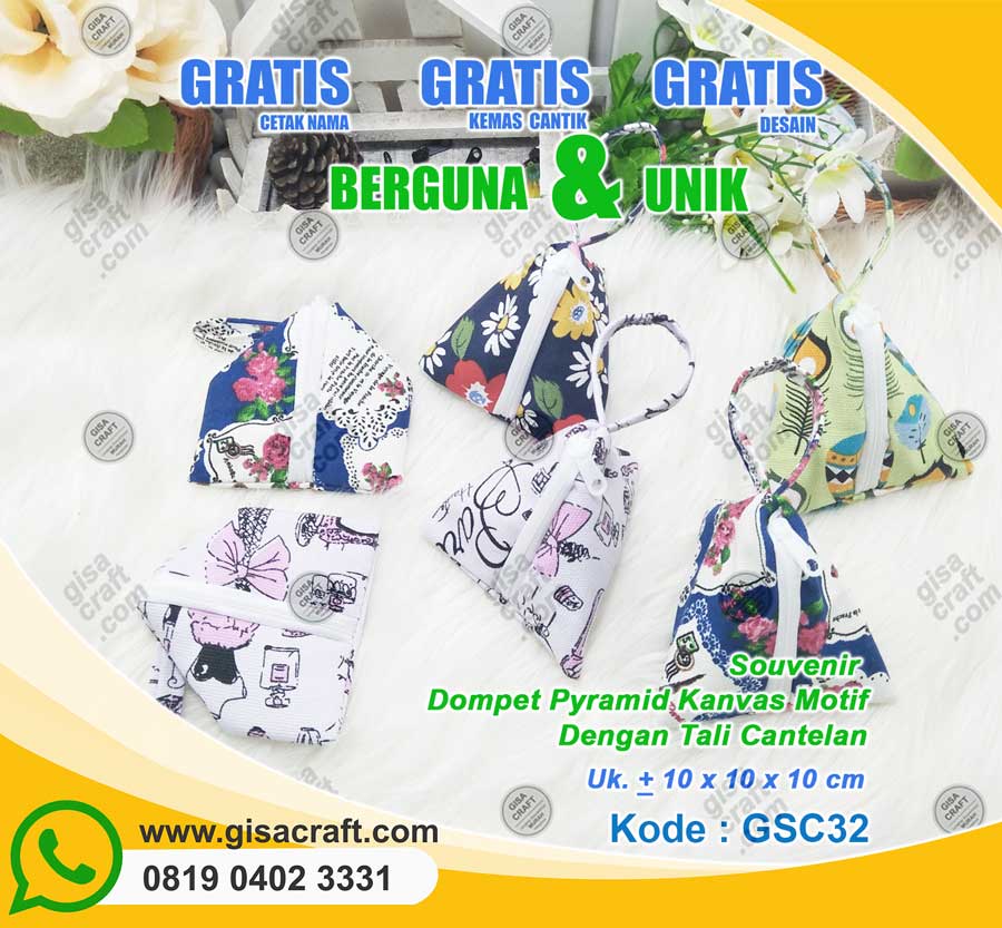 Souvenir Dompet Pyramid Kanvas Motif Dengan Tali Cantelan GSC32 Souvenir Dompet Pyramid Kanvas Motif Dengan Tali Cantelan GSC32