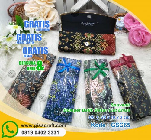 Souvenir Dompet Batik Besar List Emas GSC65