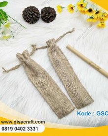 Souvenir Sedotan Bambu + Kantung Serut Goni GSC66
