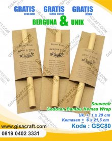 Souvenir Sedotan Bambu Kemas Wrap GSC80