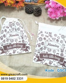 Souvenir Kantong Serut Bahan Kain Belacu GSC147