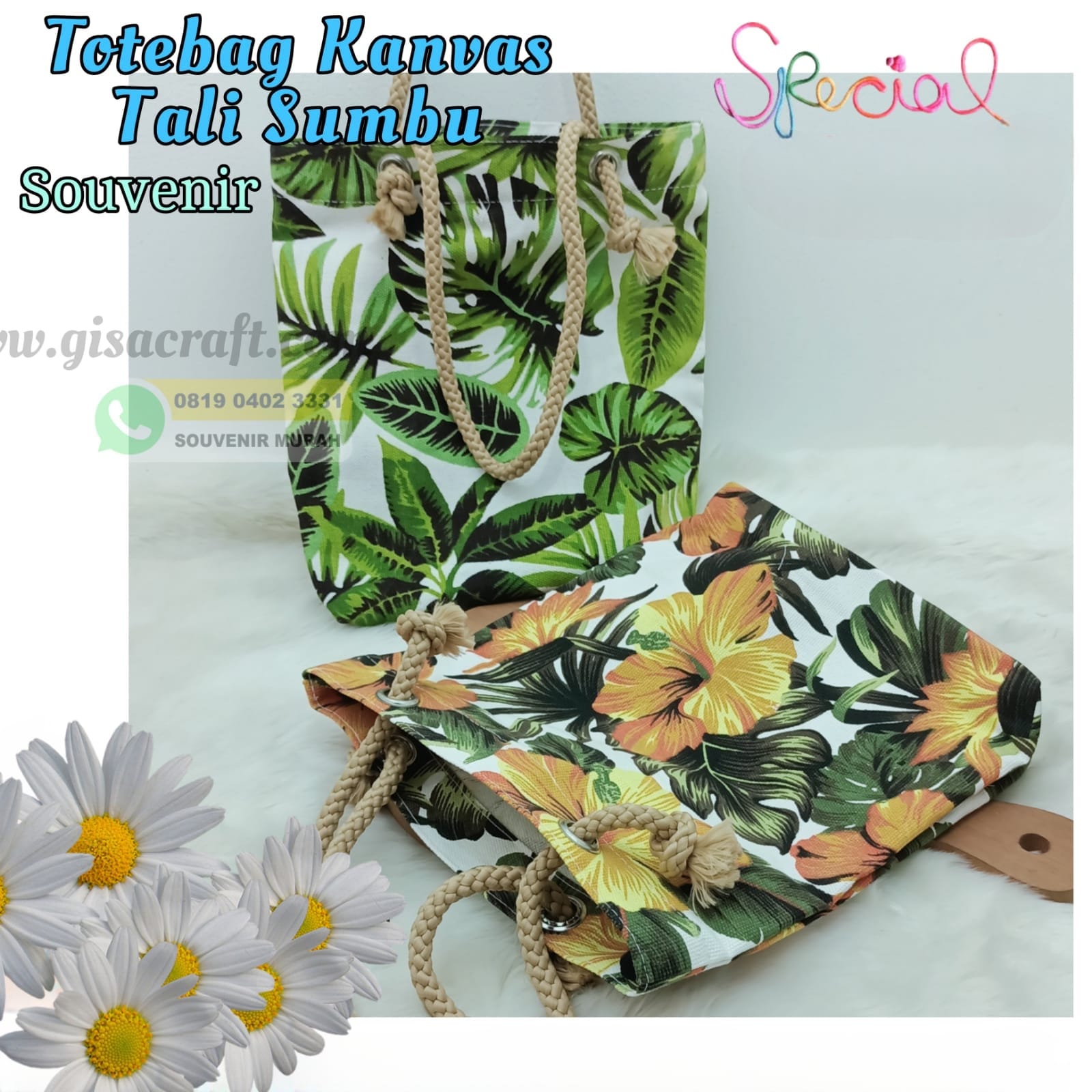 TAS KANVAS MOTIF TANPA RESLETING DGN TALI SUMBU 25X30X5 (30 DARI TENGAH)